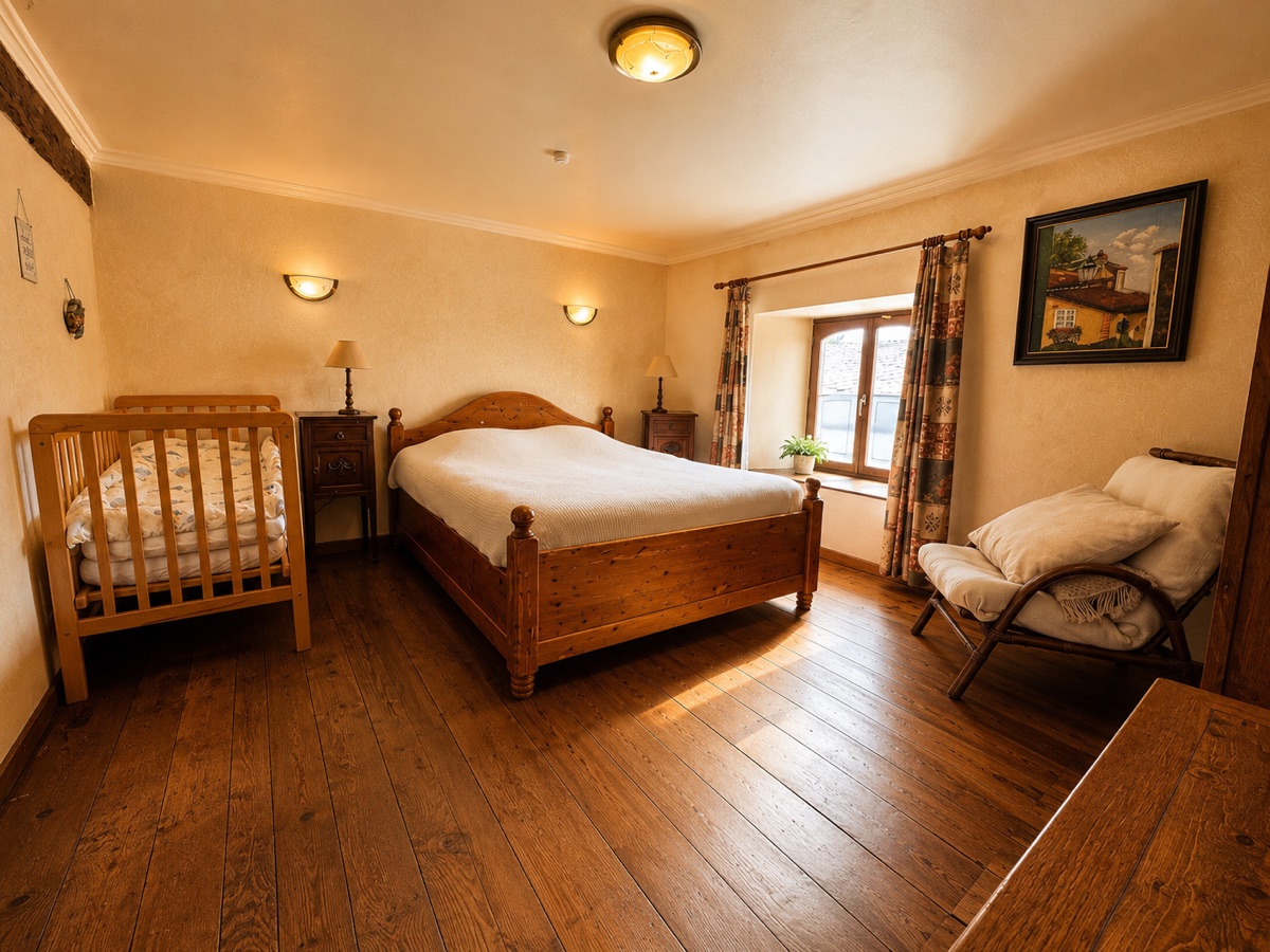 Chambre 1 — lit double et lit bébé